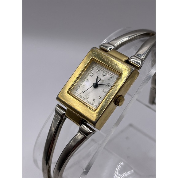Guess Women's Quartz Watch Silver Gold Two Tone Square Dial 20mm- New Battery‎ - Picture 3 of 7